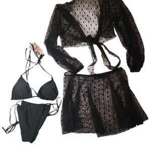 Zara Black Sheer Lace Bra Set